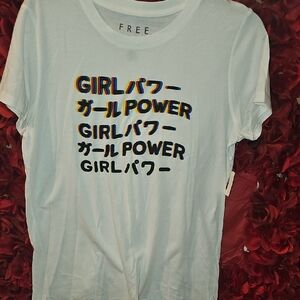 Free State NWT White Tee with Graphic Girl Power Print Size XLarge